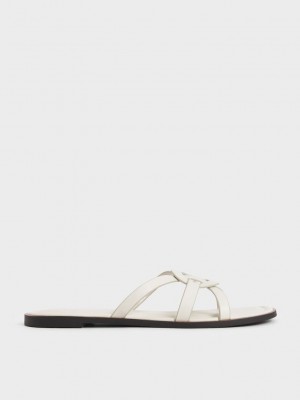 Charles & Keith Ring Detail Tiras Flats Rosas | 0489572-UN