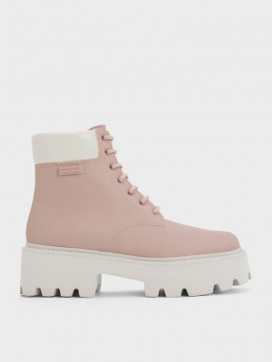 Charles & Keith Ripley Ridged Sole Ankle Boots Rosas | 4026917-QN