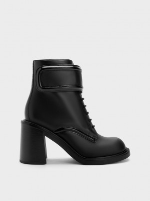 Charles & Keith Rosalie Cuero Ankle Boots Negros | 5786903-HM