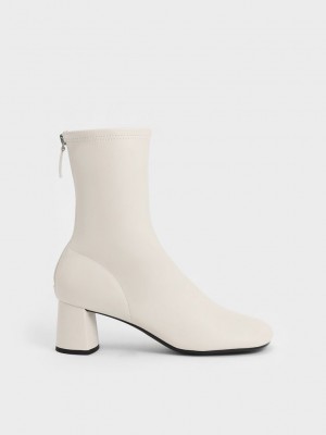 Charles & Keith Round-Puntera Zip-Up Ankle Boots Rosas | 3765281-JU