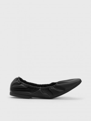 Charles & Keith Ruched Ballerina Flats Negros | 1754068-IW