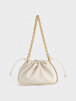 Charles & Keith Ruched Chain Handle Drawstring Bag Rosas | 1594762-YV