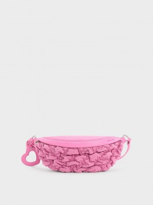 Charles & Keith Ruched Nylon Bum Bag Rosas | 8042139-BD
