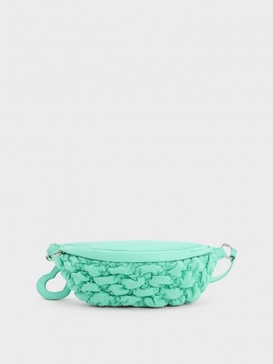 Charles & Keith Ruched Nylon Bum Bag Verde Menta Verdes | 3671089-UC