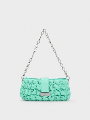 Charles & Keith Ruched Nylon Chain Handle Bag Verde Menta Verdes | 8603912-KX