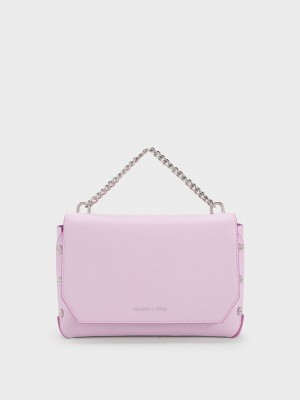 Charles & Keith Screw Motif Front Flap Bag Morados | 4901725-QR