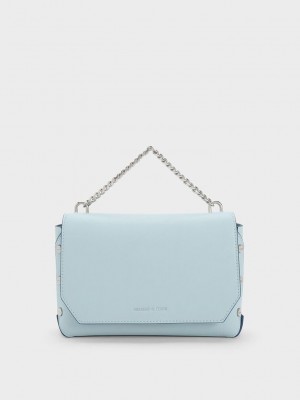 Charles & Keith Screw Motif Front Flap Bag Azules | 0321789-CK