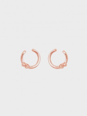 Charles & Keith Sculptural Hoop Earrings Rosas Dorados | 4018756-PR