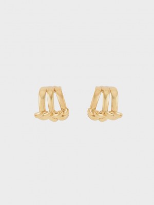 Charles & Keith Sculptural Stud Earrings Dorados | 6128574-WT