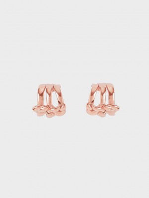 Charles & Keith Sculptural Stud Earrings Rosas Dorados | 9768513-CO