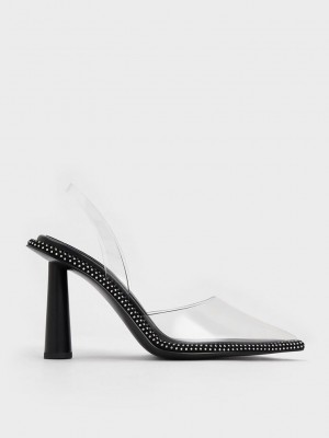 Charles & Keith See-Through Crystal-Embellished Destalonadas Pumps Clear | 2693875-PA