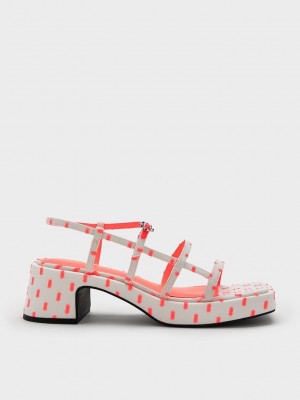 Charles & Keith Selene Flower-Hebilla Tiras Sandals Coral Rosas | 9852073-RT