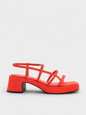 Charles & Keith Selene Flower-Hebilla Tiras Sandals Rojos | 3170852-JF