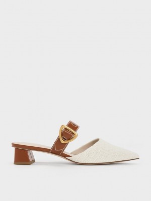 Charles & Keith Sepphe Cut-Out Tweed Tacón Mules Multicolor | 6734521-MK