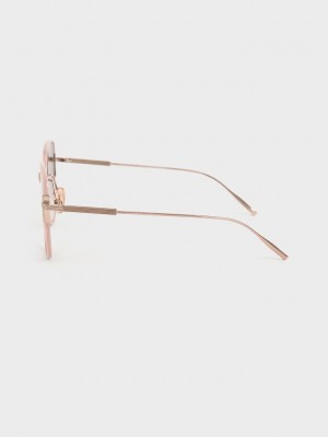 Charles & Keith Seraphina Panelled Temples Butterfly Sunglasses Rosas | 2954810-QJ