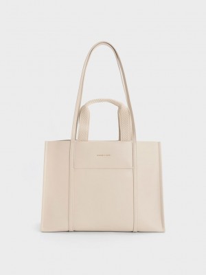 Charles & Keith Shalia Tote Bag Beige | 3105284-ER