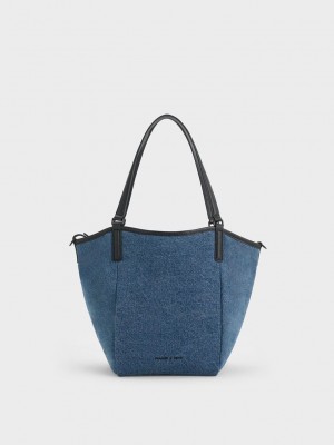 Charles & Keith Sianna Denim Slouchy Tote Bag Azules | 4578016-KF