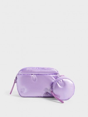 Charles & Keith Sianna Nylon Boxy Bag Morados | 3475126-TQ