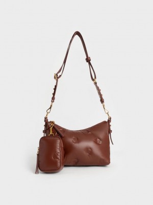Charles & Keith Sianna Nylon Crossbody Bag Chocolate | 4619875-HZ