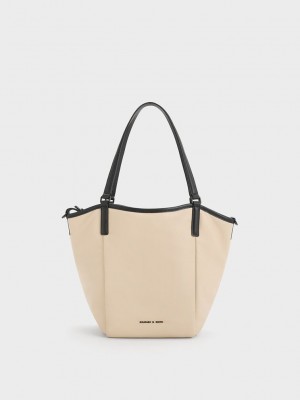 Charles & Keith Sianna Slouchy Tote Bag Beige | 1305924-GC