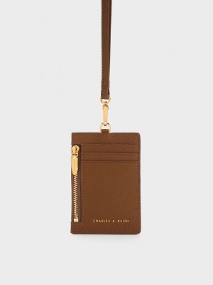 Charles & Keith Side Zip Card Holder Chocolate | 9825307-FU