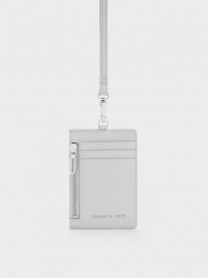 Charles & Keith Side Zip Card Holder Grises Claro | 0583269-UF