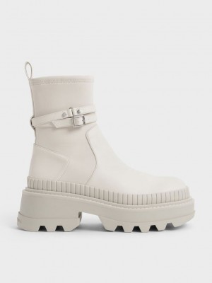 Charles & Keith Slip-On Plataforma Ankle Boots Rosas | 2483691-OB