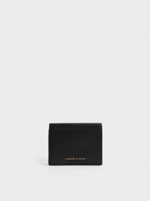 Charles & Keith Snap Button Mini Corta Wallet Negros | 5049816-YQ