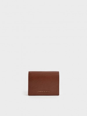 Charles & Keith Snap Button Mini Corta Wallet Chocolate | 0185327-NA