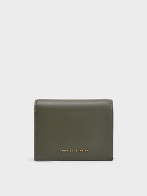 Charles & Keith Snap Button Mini Corta Wallet Verde Oliva | 9250841-JK