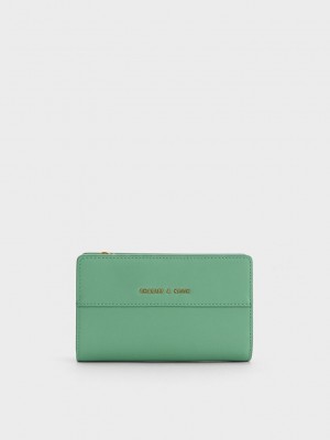 Charles & Keith Snap Button Small Wallet Verdes | 1356840-DN