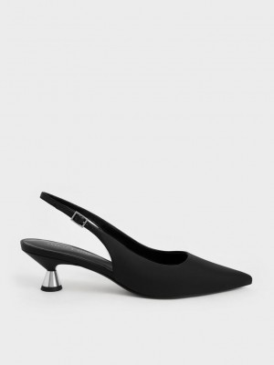 Charles & Keith Spool Heel Destalonadas Pumps Negros | 5328140-LV