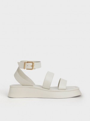 Charles & Keith Square Puntera Ankle-Correa Sandals Rosas | 0591276-SB