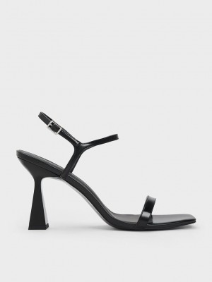 Charles & Keith Square Puntera Trapeze Heel Sandals Negros | 1680539-DS
