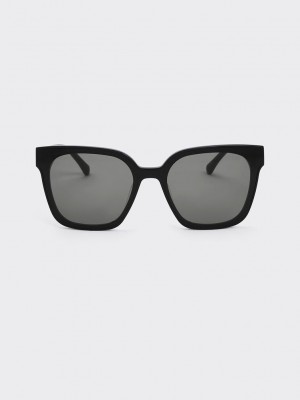 Charles & Keith Square Thick-Frame Sunglasses Negros | 4387609-XN