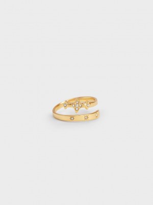 Charles & Keith Star Motif Crystal-Embellished Ring Dorados | 3471902-CV