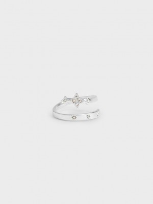 Charles & Keith Star Motif Crystal-Embellished Ring Plateados | 5790186-TH