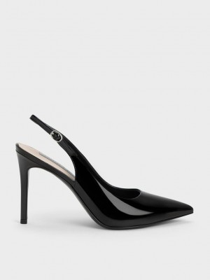 Charles & Keith Stiletto Heel Destalonadas Pumps Negros | 3158609-ZD