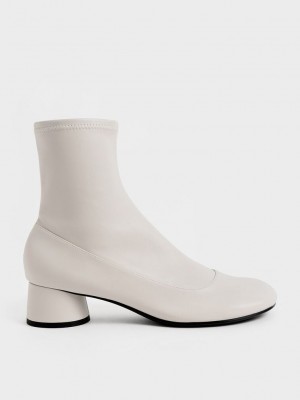 Charles & Keith Stitch-Trim Cylindrical Heel Ankle Boots Rosas | 7042981-EW