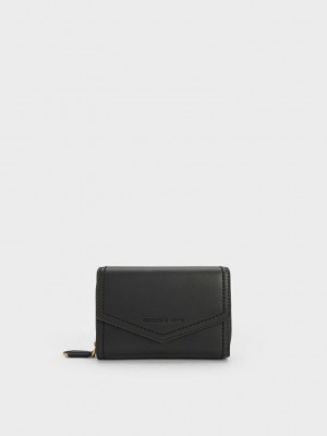 Charles & Keith Stitch Trim Envelope Wallet Negros | 5276391-SI