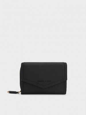 Charles & Keith Stitch Trim Envelope Wallet Negros | 8024961-GQ