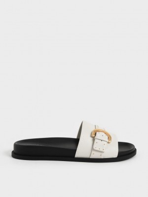 Charles & Keith Studded Hebilla Chanclas Sandals Rosas | 8173042-RZ