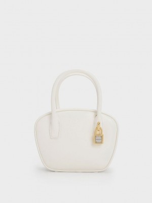 Charles & Keith Suki Padlock Tote Bag Blancos | 8956247-GX