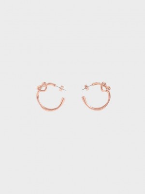 Charles & Keith Swarovski Crystal Embellished Heart Hoop Earrings Rosas Dorados | 3785691-EY