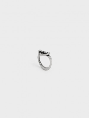 Charles & Keith Swarovski Crystal Embellished Heart Ring Plateados | 7068419-FZ