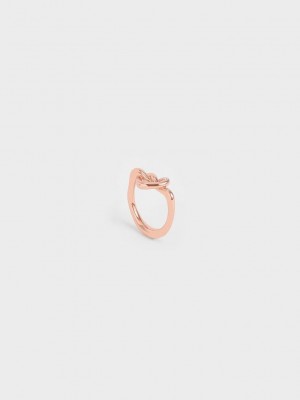 Charles & Keith Swarovski Crystal Embellished Heart Ring Rosas Dorados | 1865723-GA