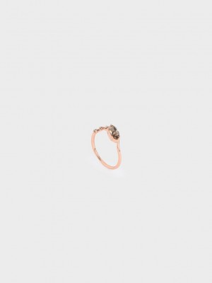 Charles & Keith Swarovski Crystal Geometric Ring Rosas Dorados | 2708934-IV