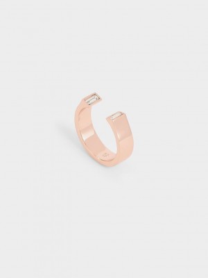 Charles & Keith Swarovski Crystal Open Ring Rosas Dorados | 7094132-GN