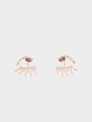 Charles & Keith Swarovski Crystal Stud Earrings Rosas Dorados | 1807635-YS
