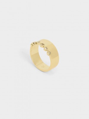 Charles & Keith Swarovski Crystal Studded Ring Dorados | 5168073-BK